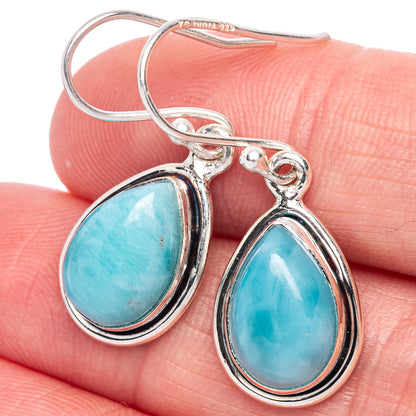 Rare Larimar Earrings 1 1/4" (925 Sterling Silver) E433296