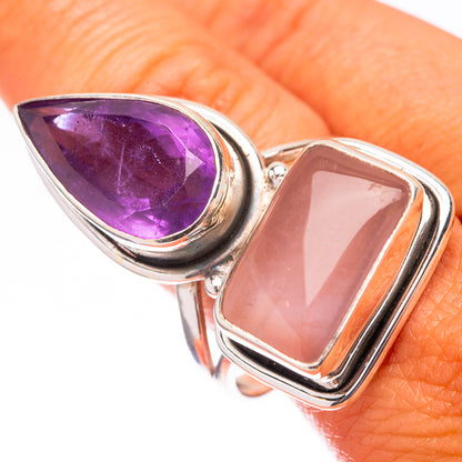 Large Rose Quartz, Amethyst 925 Sterling Silver Ring Size 11 (925 Sterling Silver) RING140452