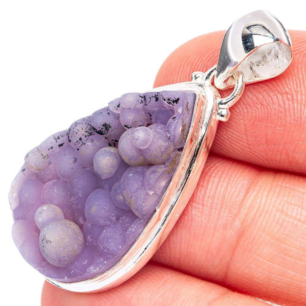 Rare Grape Agate (Chalcedony) Pendant 1 5/8" (925 Sterling Silver) P45193