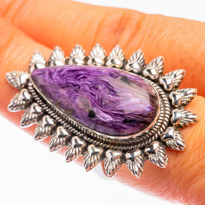 Large Charoite Ring Size 8 (925 Sterling Silver) R142185