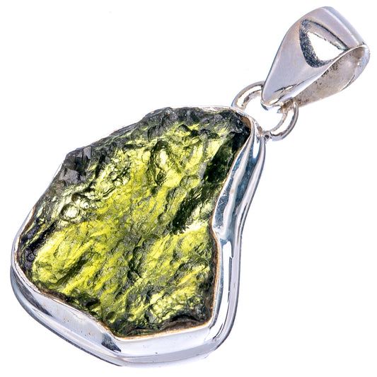 Rare Moldavite Pendant 1 1/8" (925 Sterling Silver) P43515