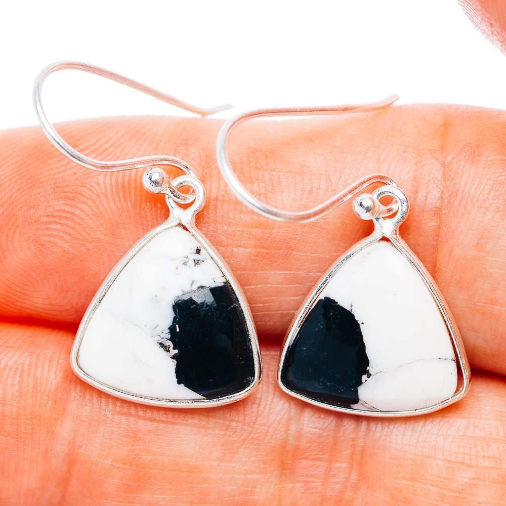 White Buffalo Turquoise Earrings 1 1/8" (.925 Sterling Silver)