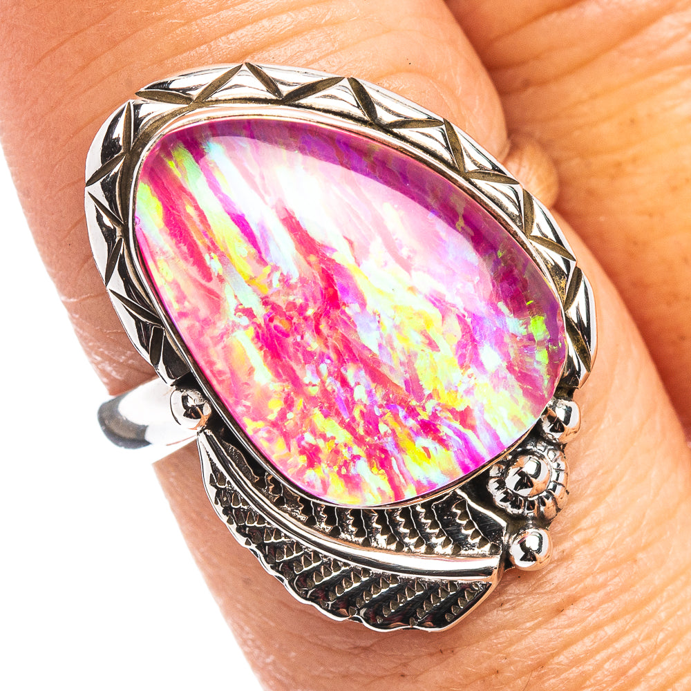 Pink Triplet Opal Ring Size 7.75 (.925 Sterling Silver)