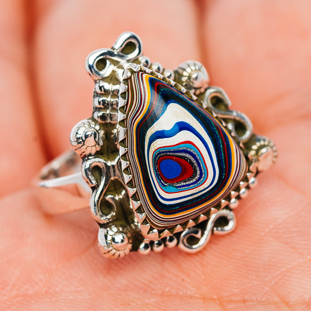 Premium Fordite Ring Size 7 (.925 Sterling Silver)