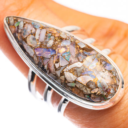 Large Copper Composite Rainbow Moonstone Ring Size 6.75 (925 Sterling Silver) RING143476