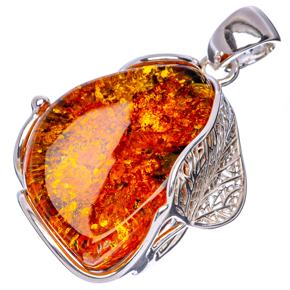 Ana Silver Co Baltic Amber Pendant 1 5/8" (925 Sterlnig Silver)