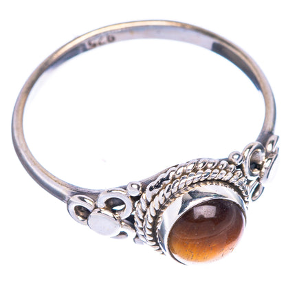 Tiger Eye Dainty Ring Size 6.75 (925 Sterling Silver) R1079