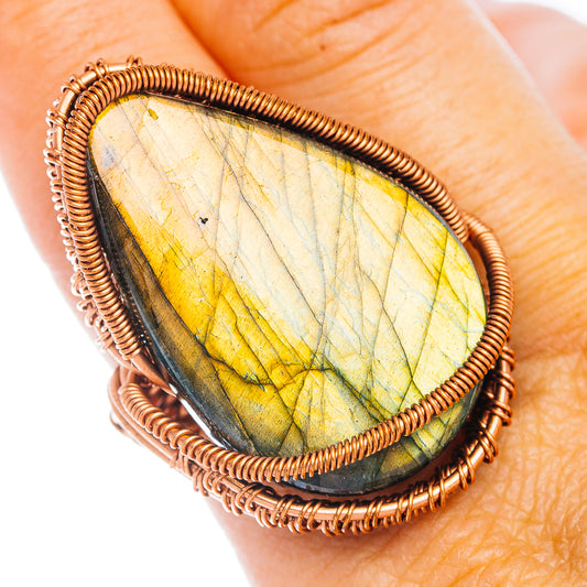 Labradorite Wire Wrap Ring Size 8 (Copper)