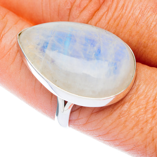 Large Premium Rainbow Moonstone Ring Size 9.75 (.925 Sterling Silver)