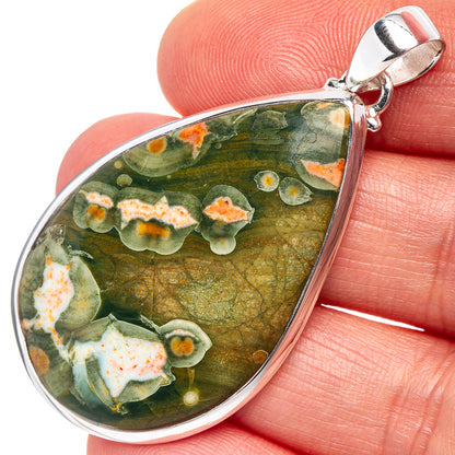Rainforest Jasper Pendant 2 1/8" (.925 Sterling Silver)