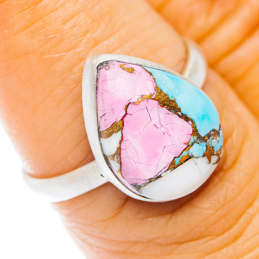 Cotton Candy Dahlia Turquoise Ring Size 7 (.925 Sterling Silver)