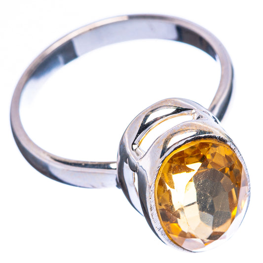Faceted Citrine Ring Size 8.5 (925 Sterling Silver) R4479
