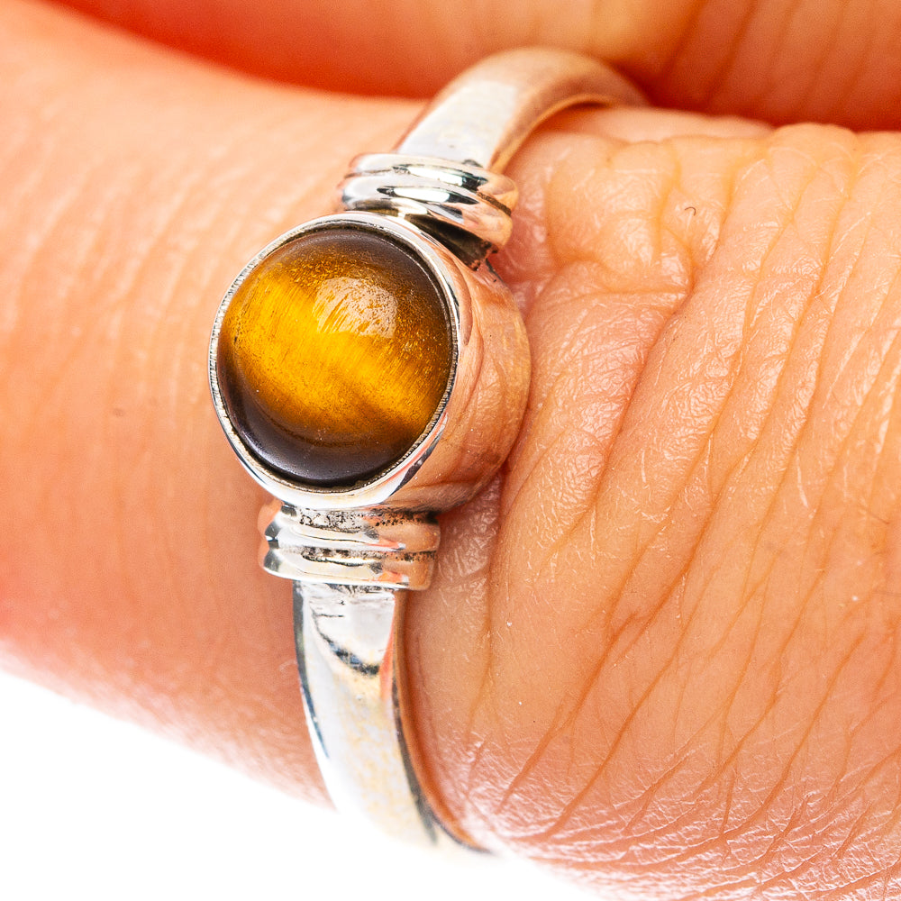 Tiger Eye Dainty Ring Size 6.75 (925 Sterling Silver) R5748