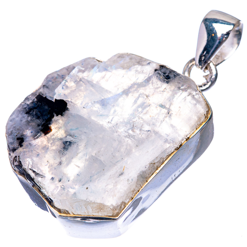 Raw Rainbow Moonstone Pendant 1 5/8" (925 Sterling Silver) P39246