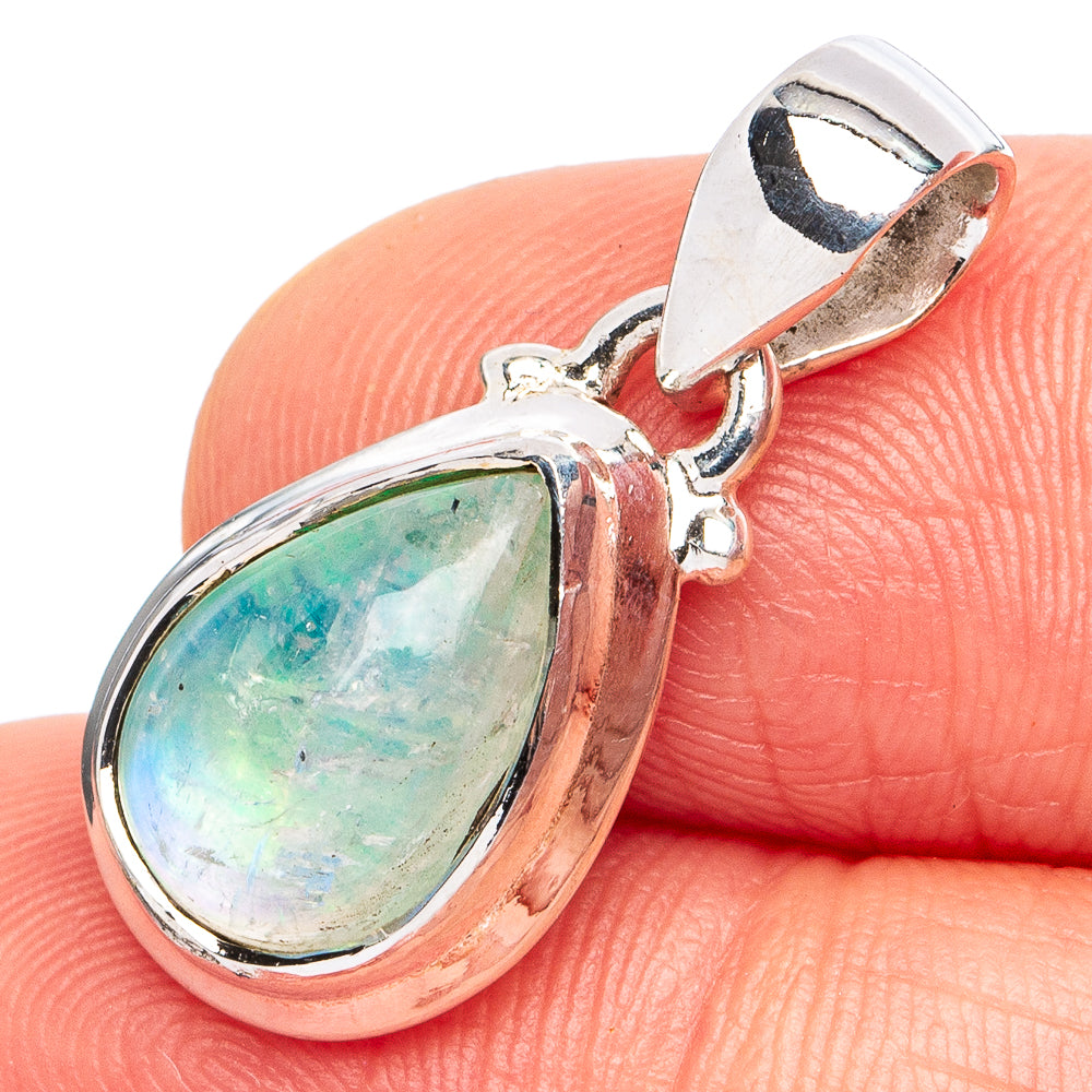 Green Moonstone Pendant 7/8" (925 Sterling Silver) P45092