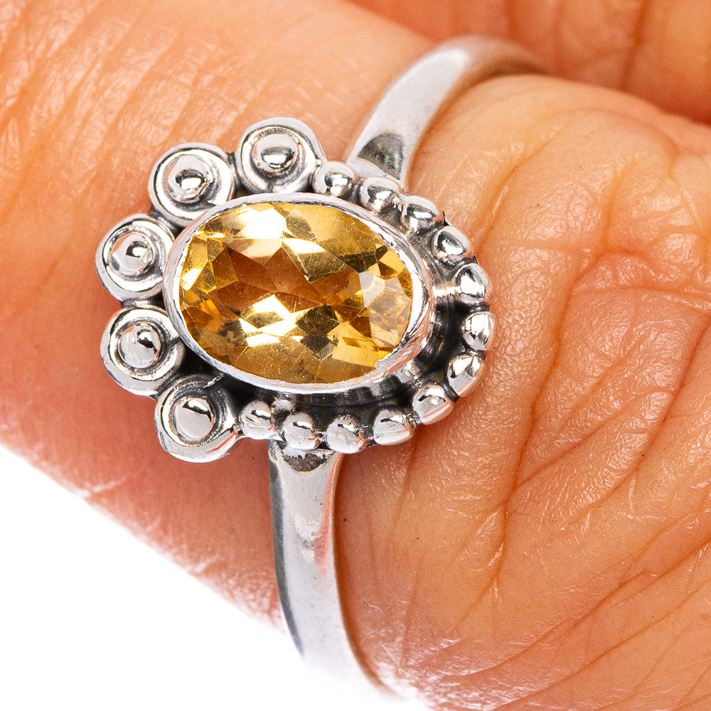 Faceted Citrine Dainty Ring Size 6.5 (925 Sterling Silver) R1083