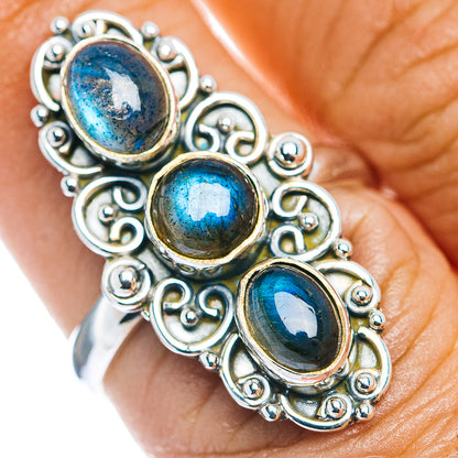 Labradorite Boho Ring Size 7.75 (.925 Sterling Silver)