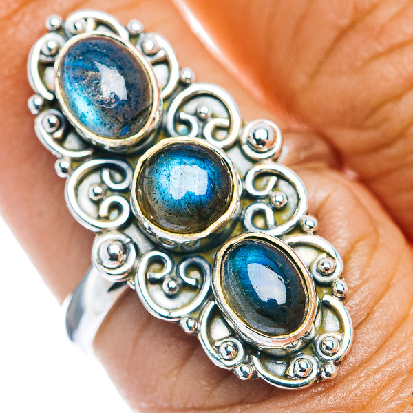 Labradorite Boho Ring Size 7.75 (.925 Sterling Silver)