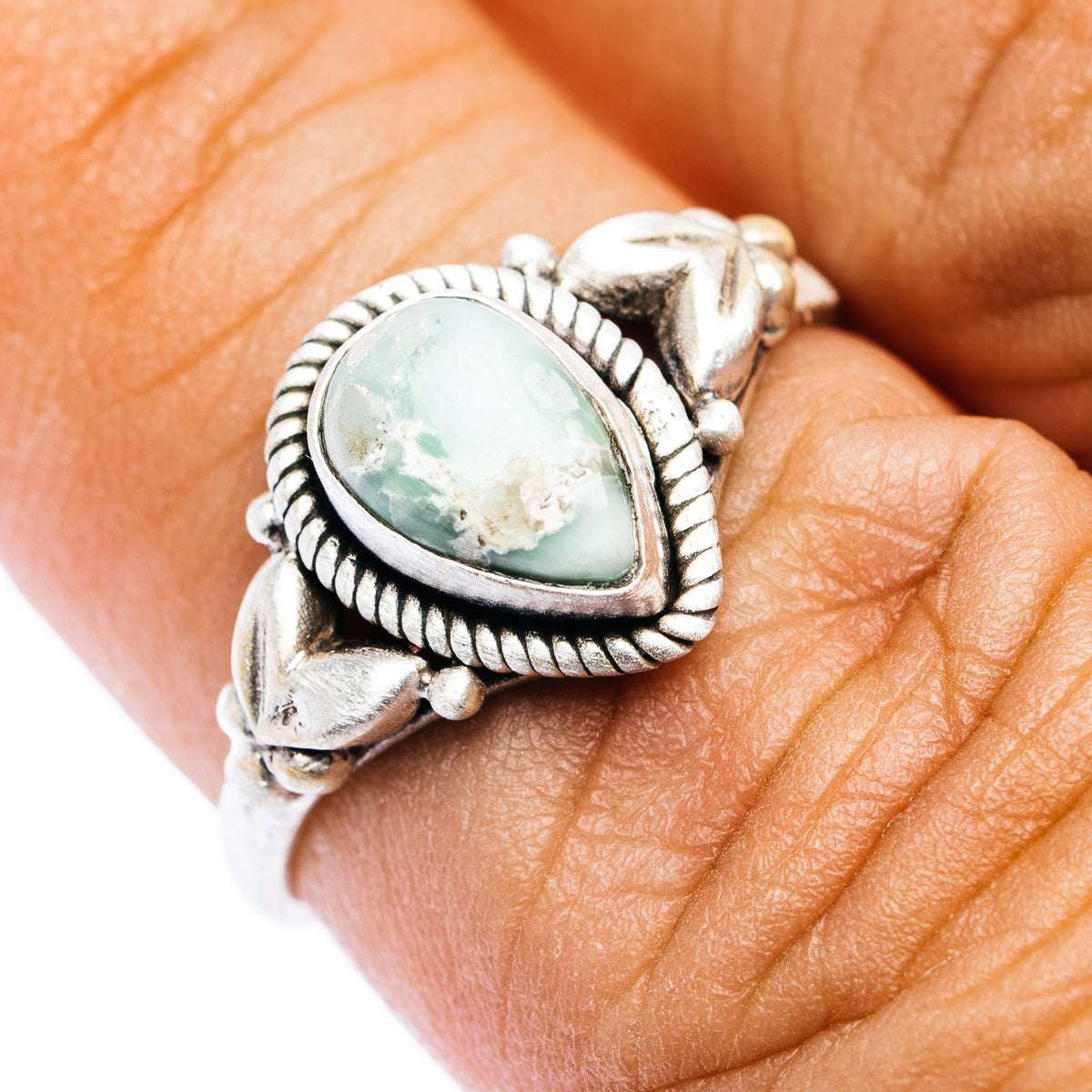 Southwestern Style Paloma Turquoise Ring Size 6.75 (.925 Sterling Silver)