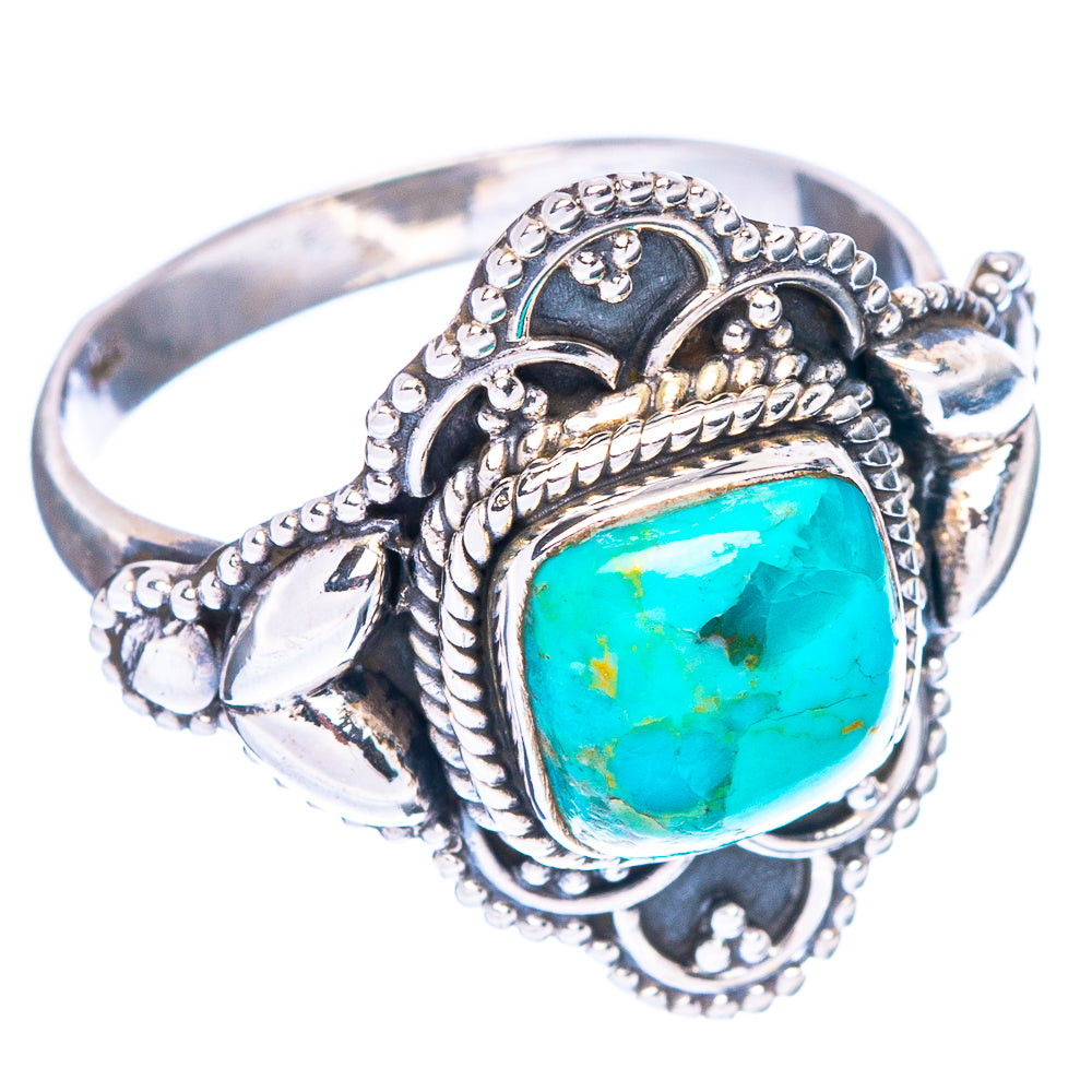 Oval turquoise ring in 925 sterling silver with detailed filigree side view