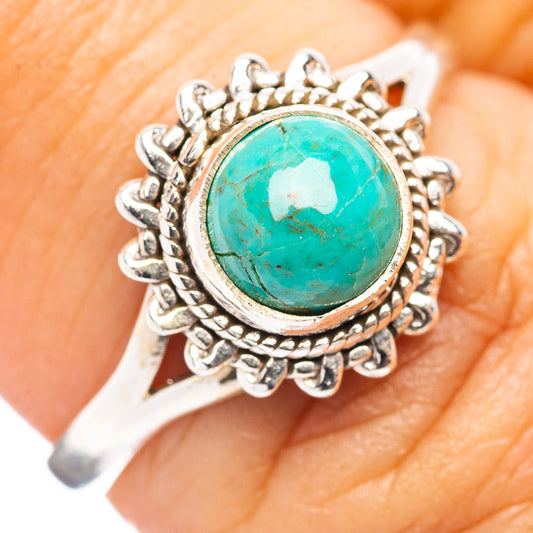 Sterling silver turquoise oval ring with ornate rope setting