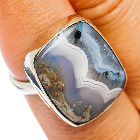 Indonedian Plume Agate Ring Size 8 (German Silver)
