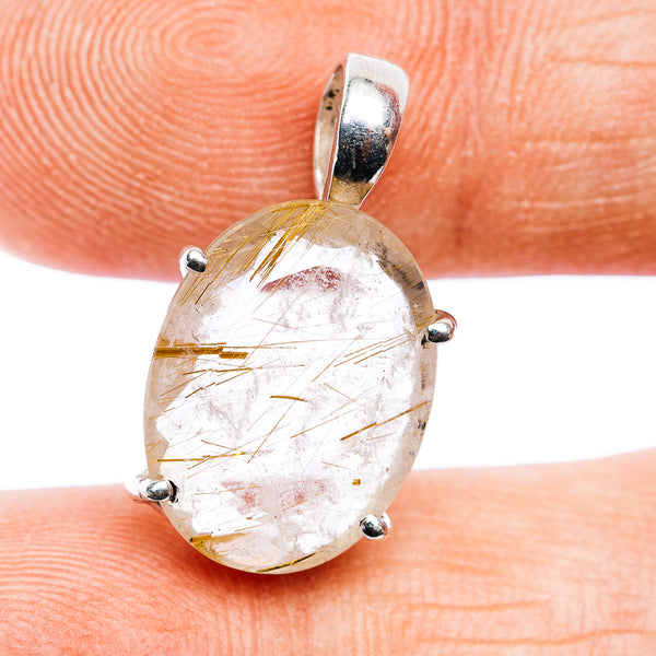 Faceted Rutilated Quartz Pendant 7/8" (.925 Sterling Silver)