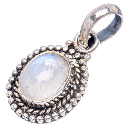 Dainty Rainbow Moonstone Pendant 7/8" (.925 Sterling Silver)