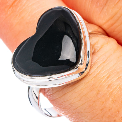 Black Onyx Heart Ring Size 10.75 (.925 Sterling Silver)