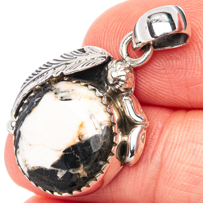 White Buffalo Turquoise Pendant 1 1/8" (.925 Sterling Silver)