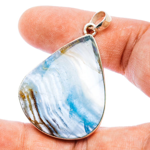 Rare Aquatine Lemurian Calcite Pendant 1 3/4" (.925 Sterling Silver)