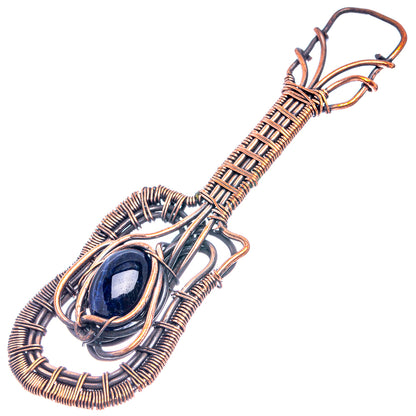 Sodalite Wire Wrap Pendant 3 1/2" (Oxidized Copper)