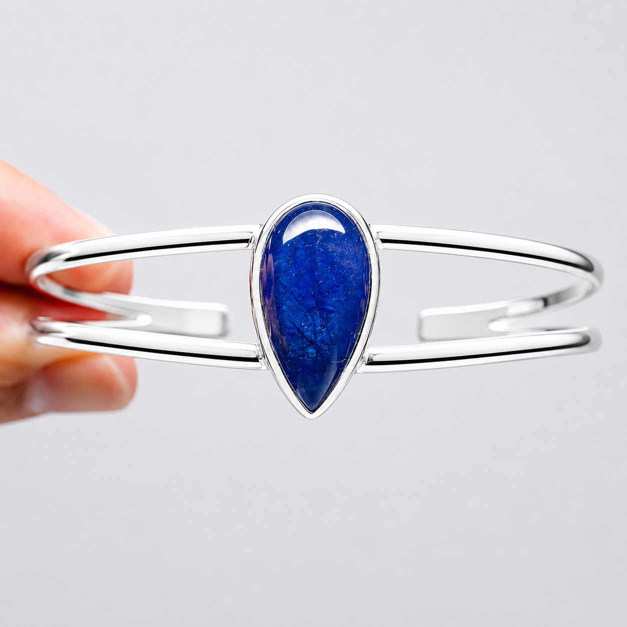 Tanzanite Cuff Bracelet Adjustable (.925 Sterling Silver)