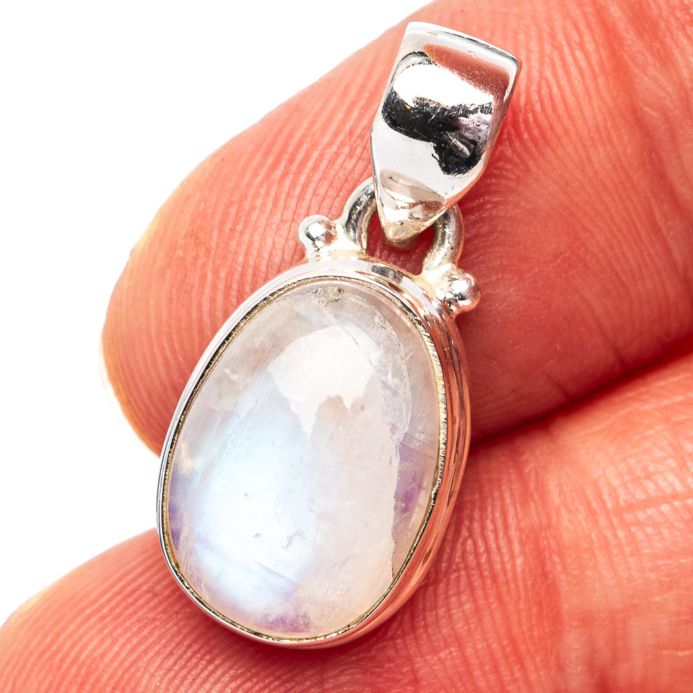 Rainbow Moonstone Pendant 1" (.925 Sterling Silver)