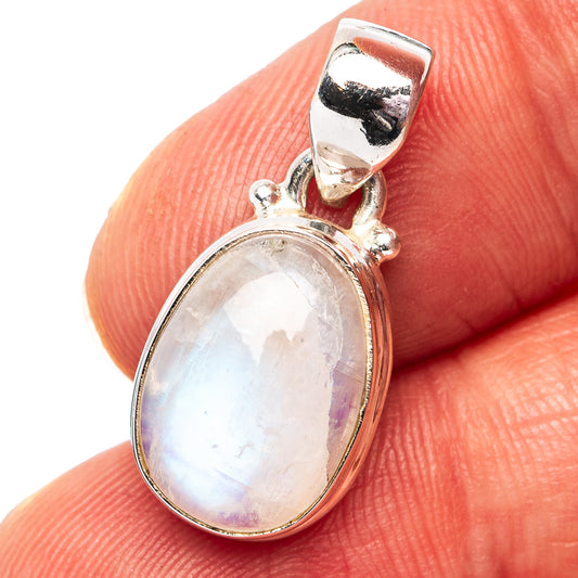 Rainbow Moonstone Pendant 1" (.925 Sterling Silver)