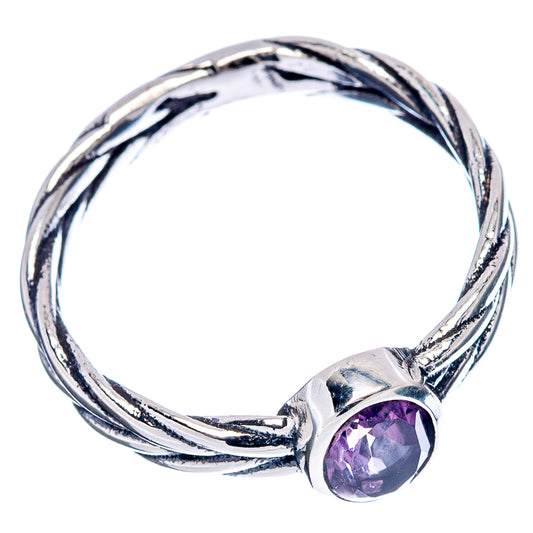 Amethyst .925 sterling silver ring with oval purple bezel stone and twisted rope band