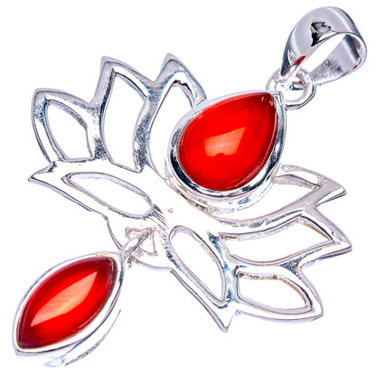 Red Onyx Lotus Dainty Pendant 1 5/8" (925 Sterling Silver) P43570