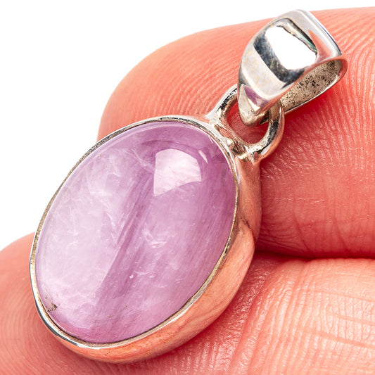 Rare kunzite pendant, oval lavender stone in .925 sterling silver bezel
