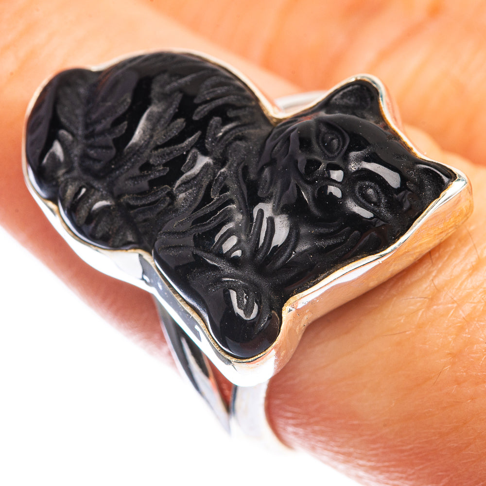 Black Onyx Cat Ring Size 8 (925 Sterling Silver) RING143427