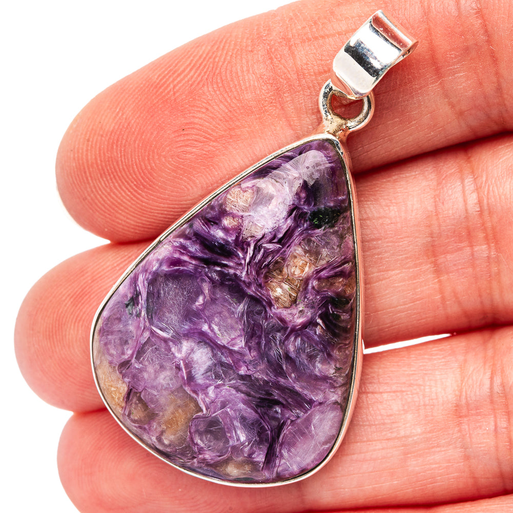 Premium Charoite Pendant 1 3/4" (.925 Sterling Silver)