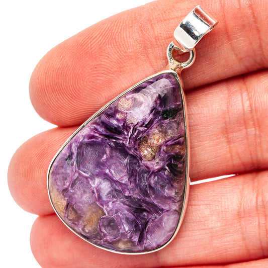 Premium Charoite Pendant 1 3/4" (.925 Sterling Silver)