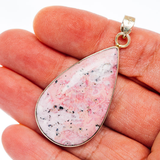 Premium Rhodonite Pendant 2 1/8" (.925 Sterling Silver)