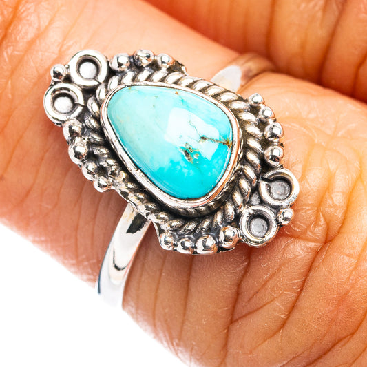 925 sterling silver dainty ring with oval turquoise stone and ornate bead halo