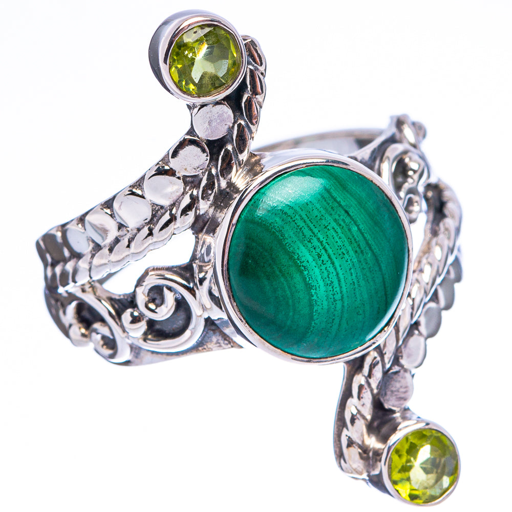 Premium Malachite, Peridot Ring Size 8.75 (.925 Sterling Silver)