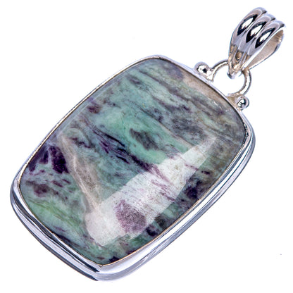 Sterling silver pendant with rectangular multicolor stone cabochon, oval bail