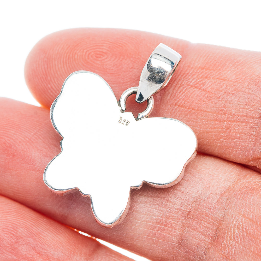 Premium Green Turquoise, Opal Butterfly Pendant 1 1/8" (.925 Sterling Silver)