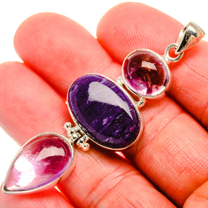 Charoite, Amethyst Pendant 2 1/2" (925 Sterling Silver) PD38067