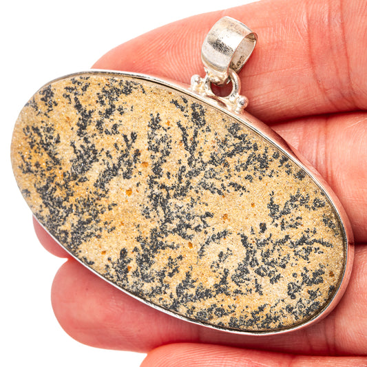 Psilomelane Dendrite Pendant 1 5/8" (.925 Sterling Silver)