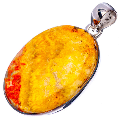 Bumble Bee Jasper Pendant 1 5/8" (925 Sterling Silver) P43171