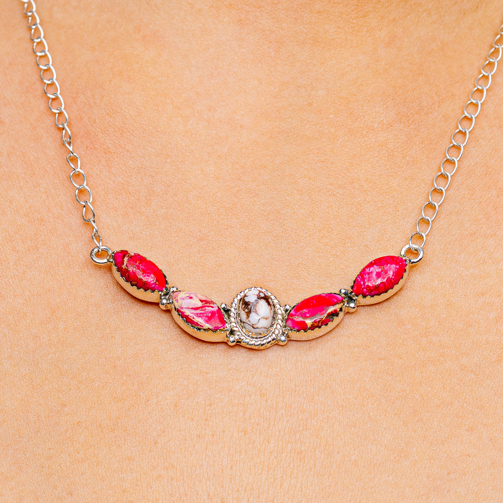 Pink Sea Sediment Jasper, Wild Horse Jasper Necklace 16 to 20" (.925 Sterling Silver)